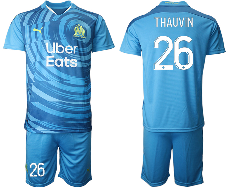 Men 2021 Olympique de Marseille away #26 soccer jerseys->marseille jersey->Soccer Club Jersey